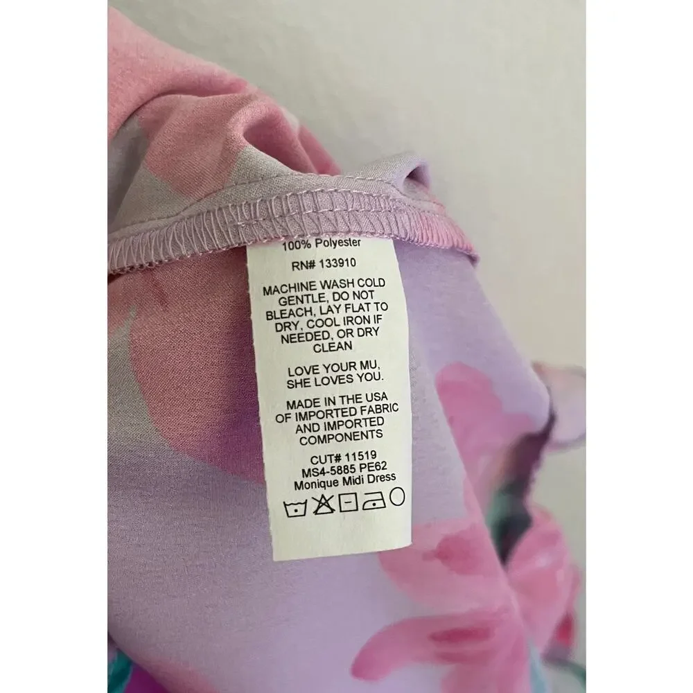 Show Me Your MuMu Satin Floral Ruffle Monique Midi Dress NWT - Picture 7 of 7